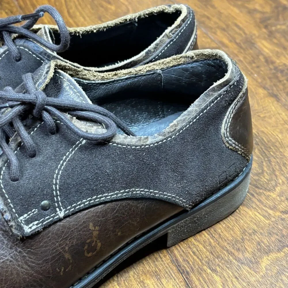 Bed Stu Shoes‎ Mens Size 9.5 Brown Leather Suede Cap Toe Oxford Lace Up Casual